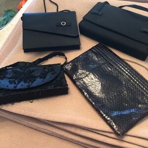 Black Women's Evening Clutch/Purse- Elegant Vintage Lot of 4